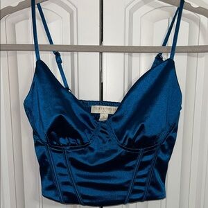 Blue Satin-like Corset Top